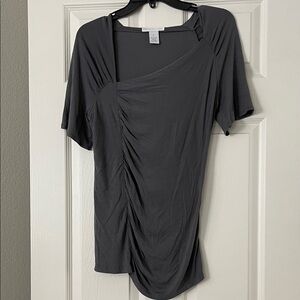 Design History Gray Ruched Blouse